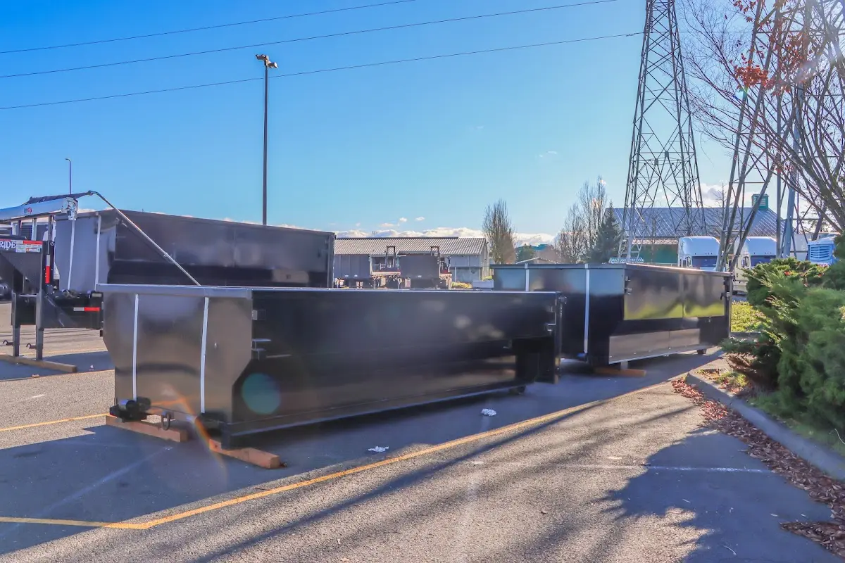 Roll-off dumpster ready for waste disposal at job site for Yard Waste Dumpster Rental in Lake Stevens